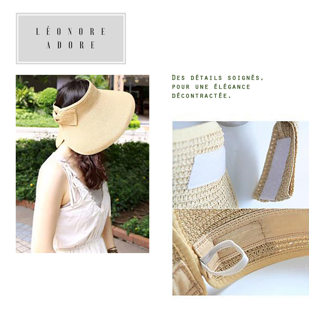 Elegante Strandkappe aus Bambusstroh, die sich falten lässt, ohne sich zu verformen.