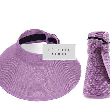 Casquette de plage en paille de bambou, élégante, elle se plie sans se déformer.