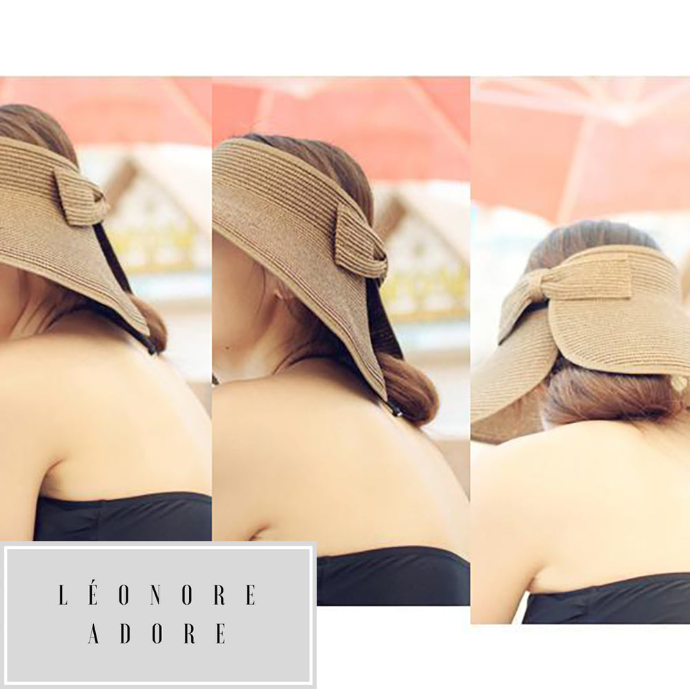 Elegante Strandkappe aus Bambusstroh, die sich falten lässt, ohne sich zu verformen.