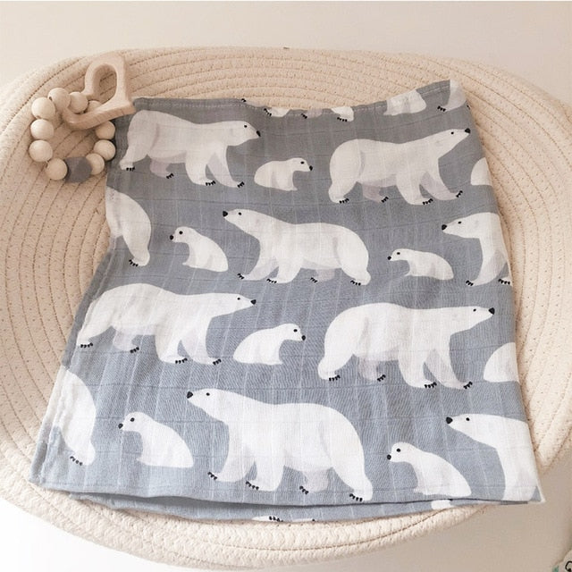 Fascia in cotone e fibra di bambù misura 120x120cm. 5 modelli animali tra cui scegliere.