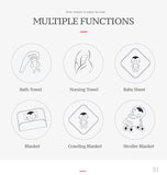 Grande quadrato (120 x 120cm) di mussola di bambù, leggero e super elegante! Diversi modelli tra cui scegliere