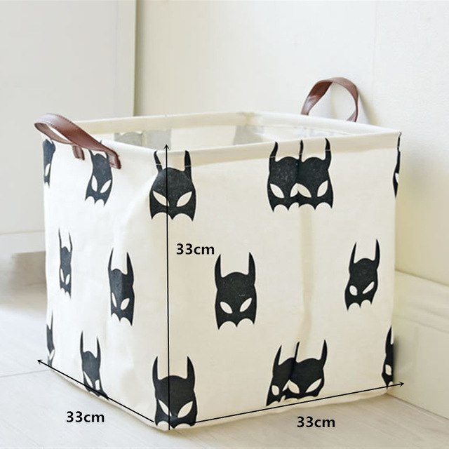 Batman motifs pattern, sac de rangement, panier de rangement, toy strorage, lin, tissus, éco-friendly, adorable et mode en conscience. pour les jouets ou le linge.