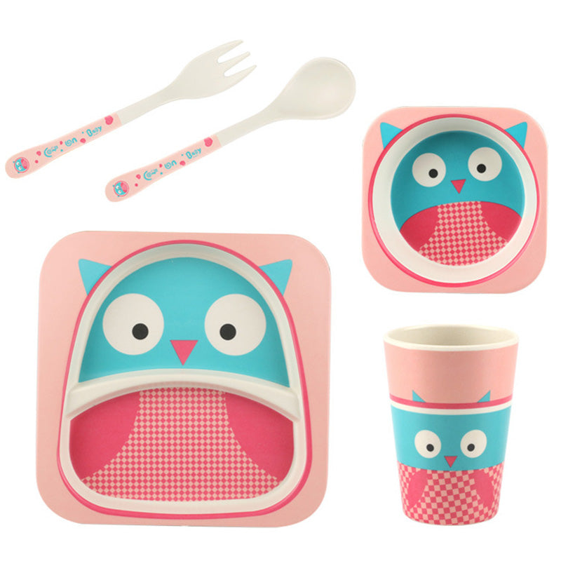 Piatti per bambini in fibra di bambù, 3 modelli adorabili. 100% biodegradabile.