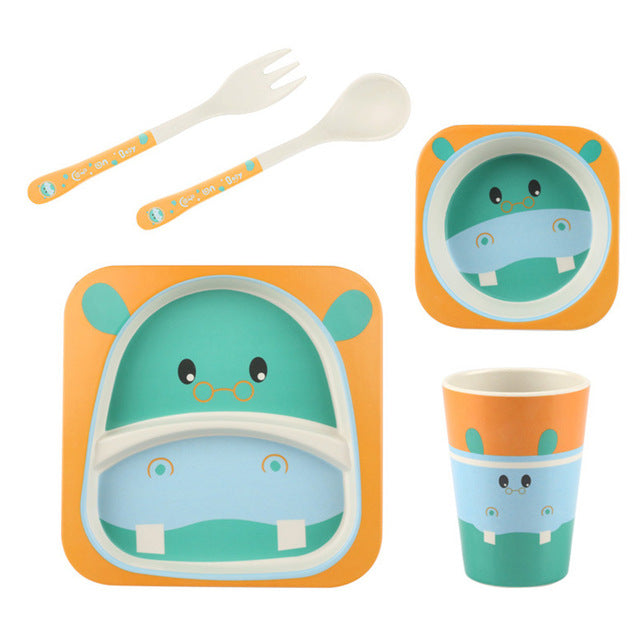 Piatti per bambini in fibra di bambù, 3 modelli adorabili. 100% biodegradabile.
