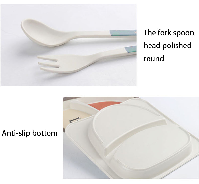 Piatti per bambini in fibra di bambù, 3 modelli adorabili. 100% biodegradabile.