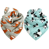 Lot de 2 gazes ultra-douces, 60x60cm, aux adorables motifs tendances.