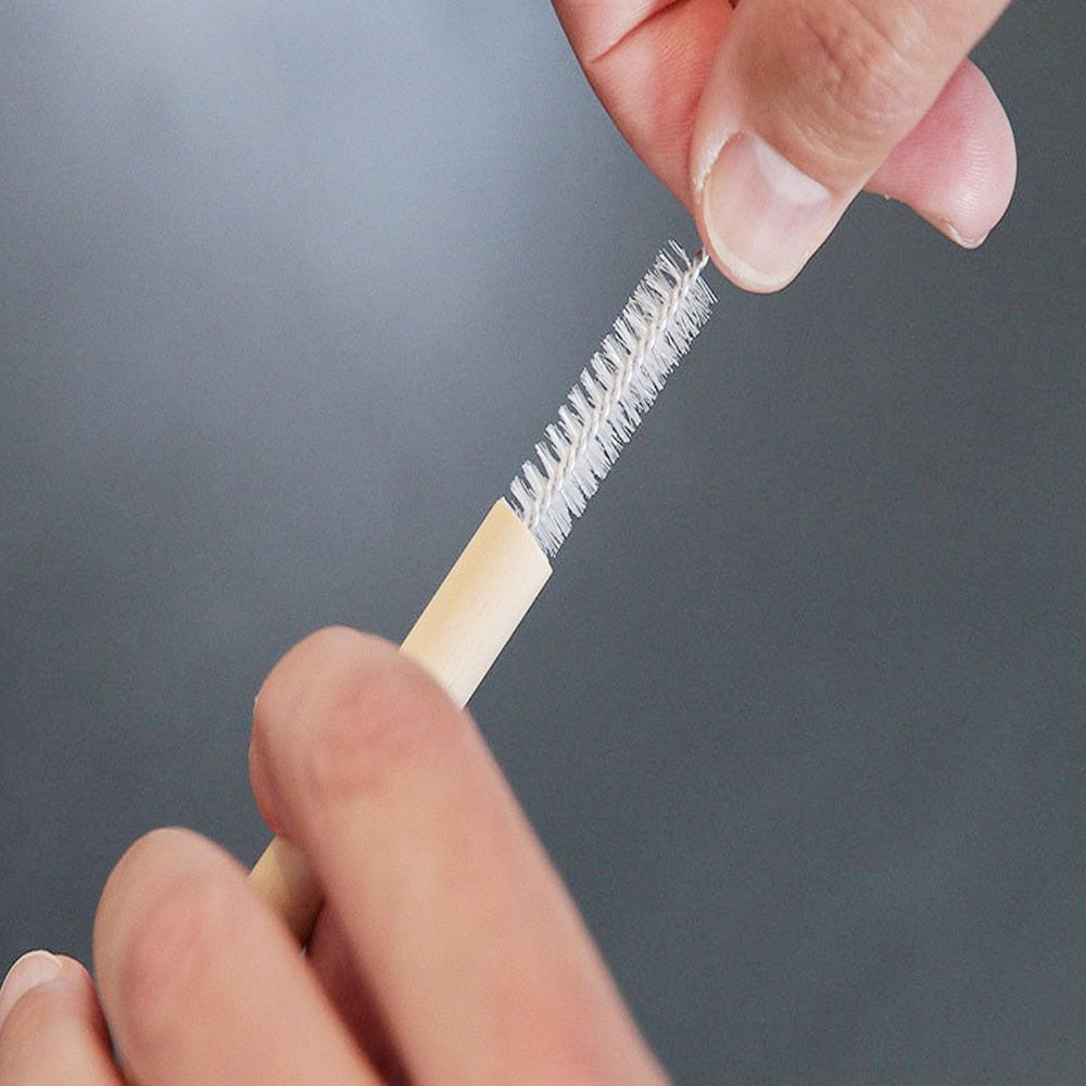 Bambù Cannucce, 10 pz + una spazzola di pulizia