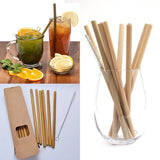 Pailles en bambou, 10pièces + une brossette de nettoyage